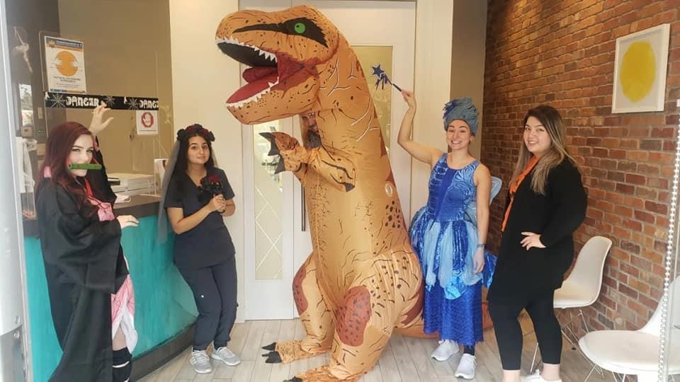 dental team dressed up at halloween